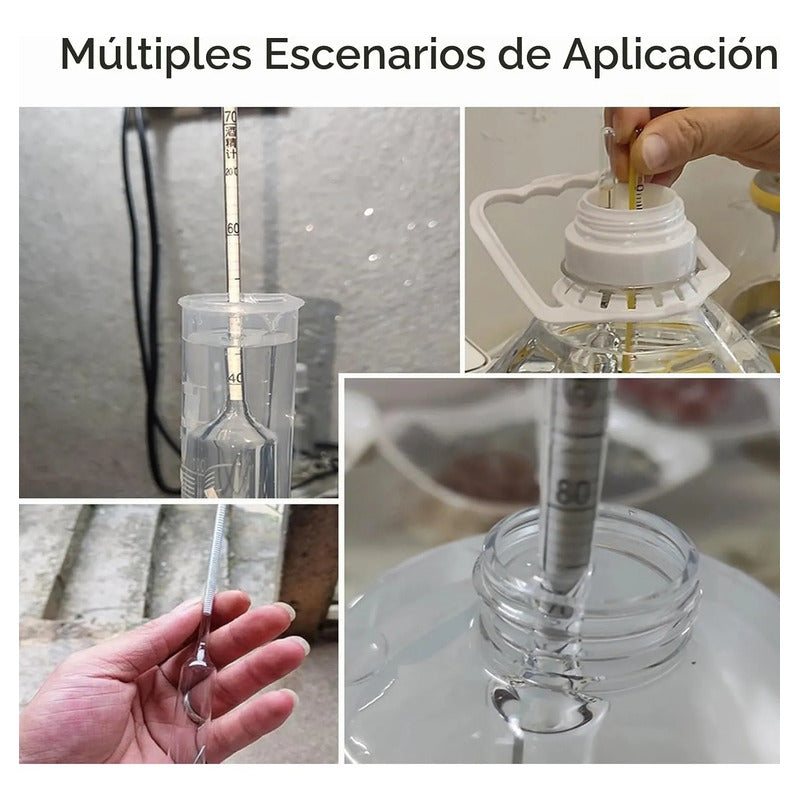 Kit Medidor Alcohol 0-100% Destilados Termometro Densimetro