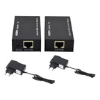 Extensor Hdmi Activo 60m Con Cable Rj45 Cat5e/6e 1080p Tx Rx Negro
