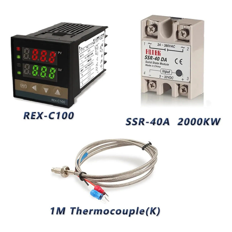 Kit Controlador Temperatura Pid Rex-c100 Termocupla Ssr-40