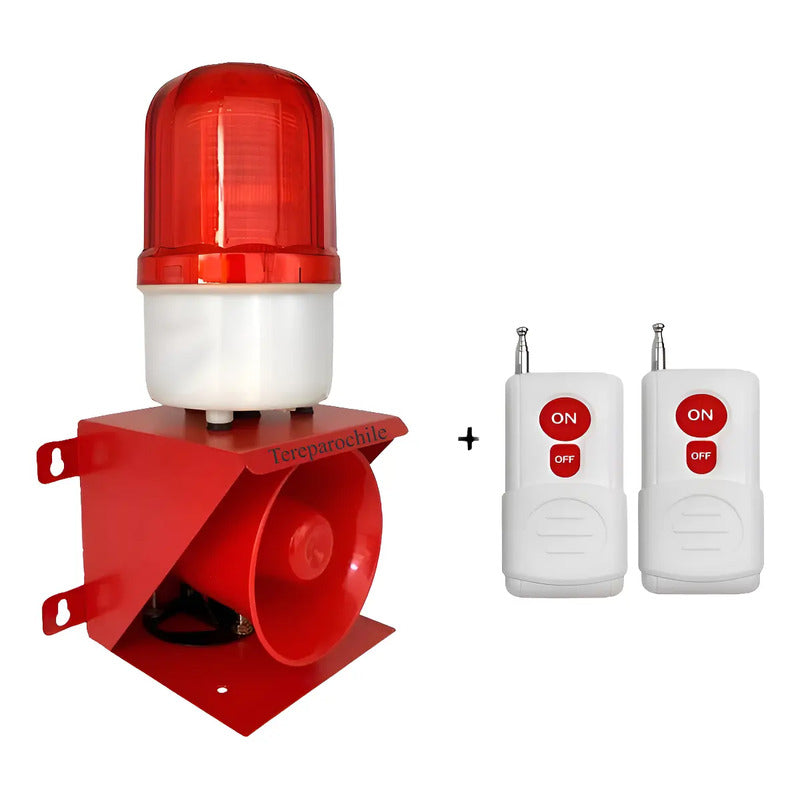 Sirena Alarma Comunitaria Baliza 220v Roja Led + 2 Controles Rojo