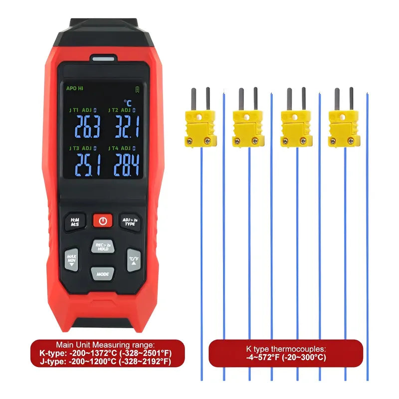 Termometro Ambiental 4 Canales Termocupla Data Logger Alarma
