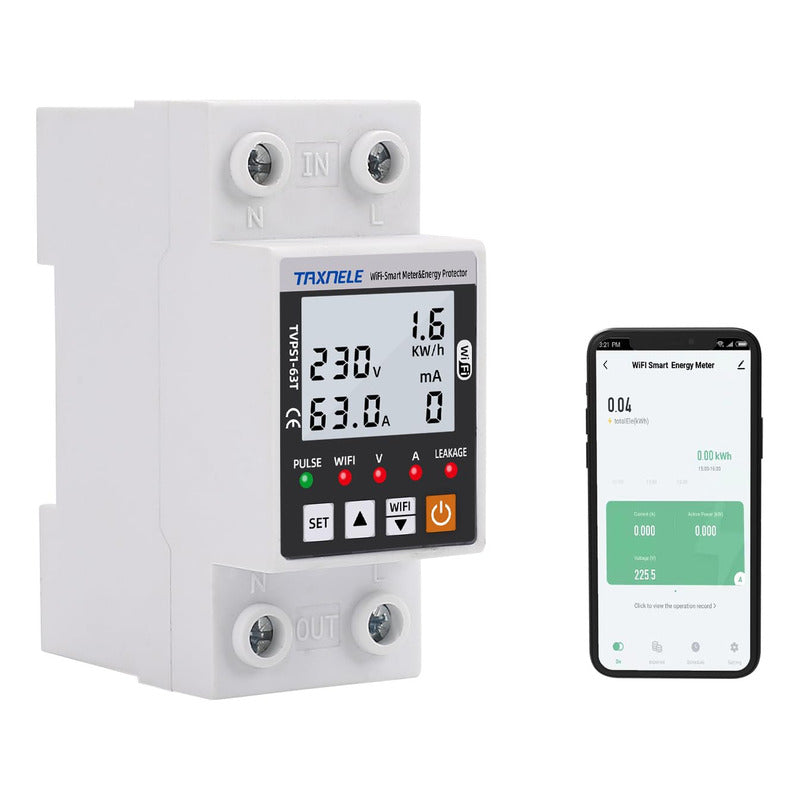 Rele Medidor Energía Smart Wifi Kwh 63a Bajo Y Alto Voltaje Color