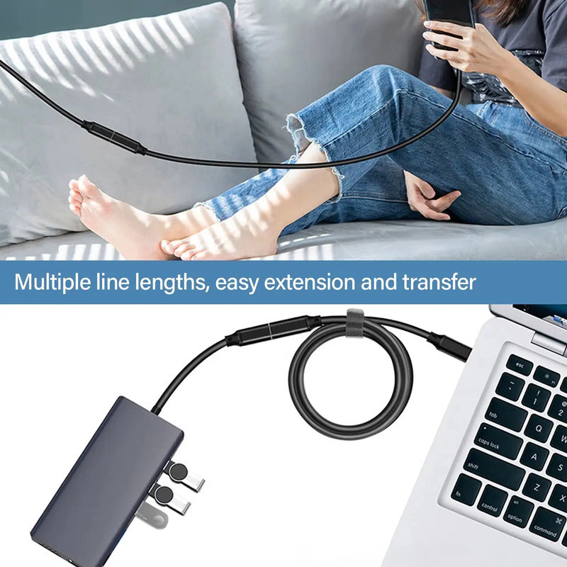 Cable Extension Usb-c 3.1 Gen2 10gbps Pd 100w 4k 60hz 3m Negro