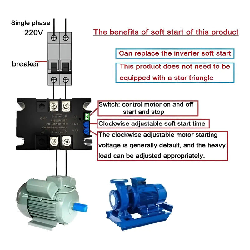 Partidor Suave De Motor Monofasico 3kw Ssr-80wa-r1 3hp - 4hp