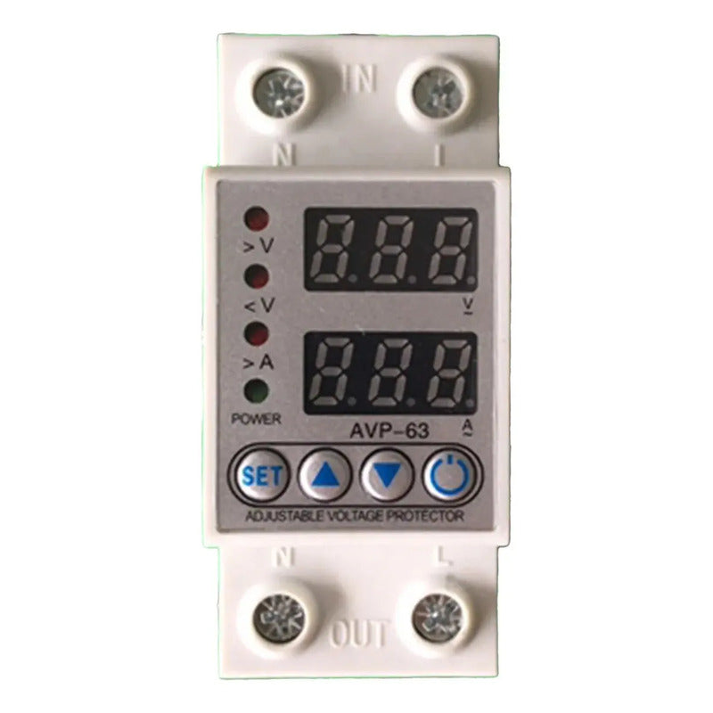 Protector Digital Ajustable Voltaje Amperaje 63a 220v Din Beige