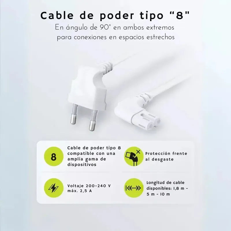 Cable Poder Tipo 8 Tv Conector En L Television Radio Enchufe