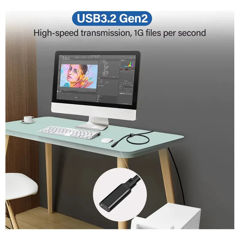 Cable Extension Usb-c 3.1 Gen2 10gbps Pd 100w 4k 60hz 3m Negro