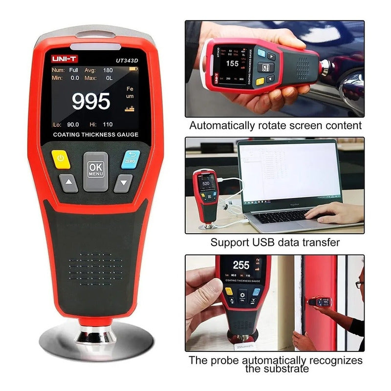 Medidor De Espesor Para Recubrimiento Ut343d Pinturas Barniz