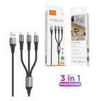 Cable Carga Y Datos Usb 3 En 1 Para Lightning Y 2 Usb Tipo C Gris Oscuro