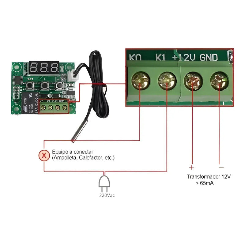Termostato Digital Rele Control De Temperatura W1209