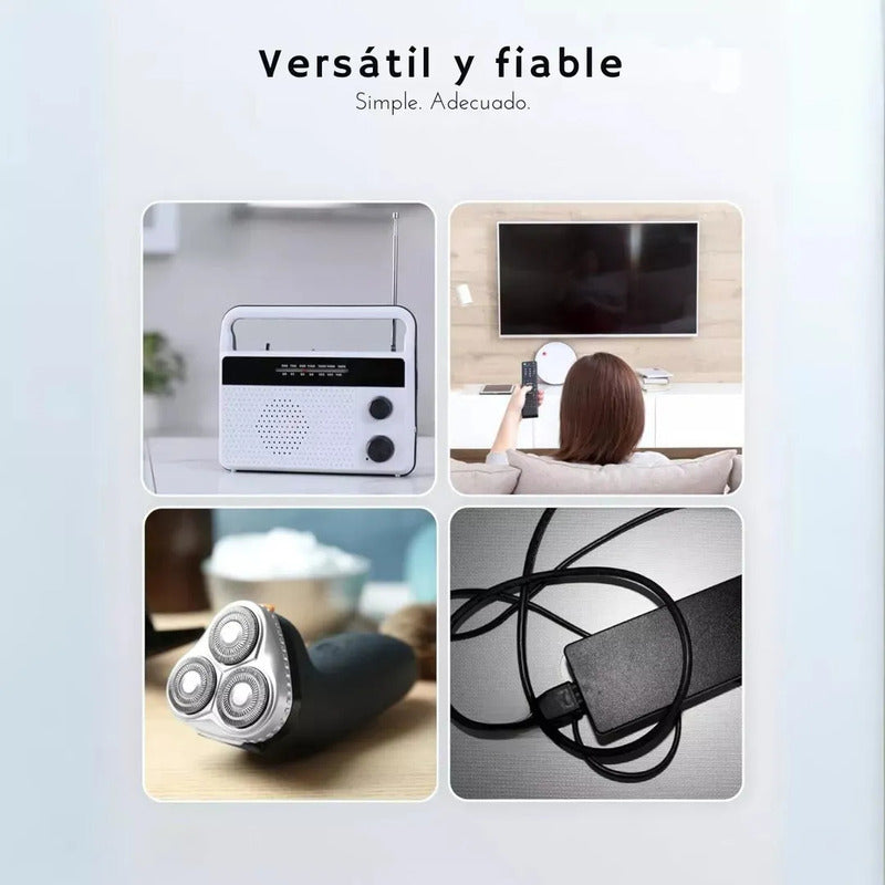 Cable Poder Tipo 8 Tv Conector En L Television Radio Enchufe