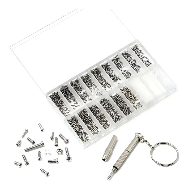 Set 1000pcs Tornillos Pernos Lentes Tuercas Arandelas Gafas