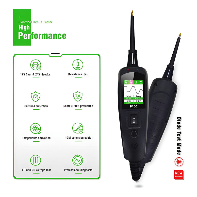 Punta Lógica 12-24 Probador De Circuito Eléctrico Automotriz Verde