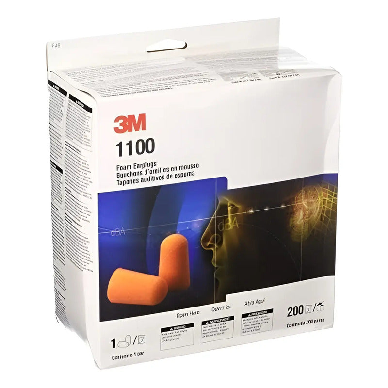400 Tapones Auditivos De Espuma 3m Sin Cordon (200 Pares) Naranja