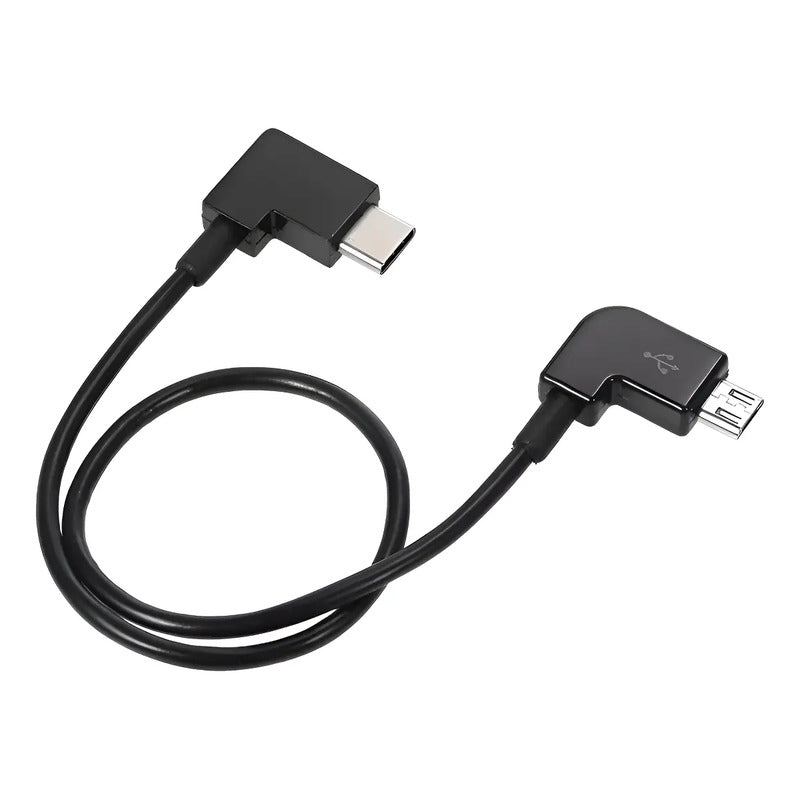 Cable Otg Compatible Dji Drone 30cm 90° Micro Usb A Tipo C Negro