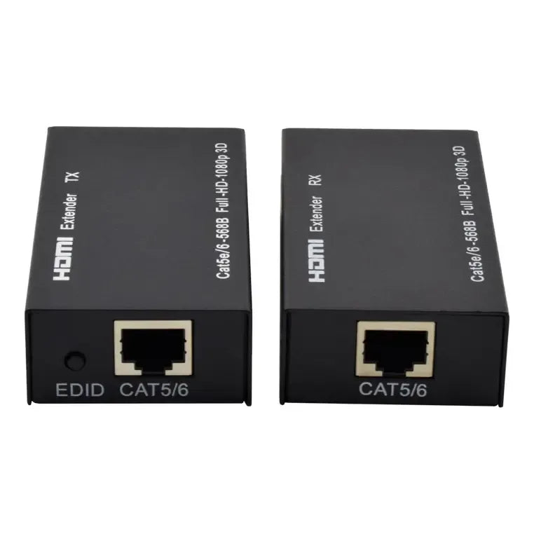Extensor Hdmi Activo 60m Con Cable Rj45 Cat5e/6e 1080p Tx Rx Negro