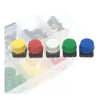 Pack 25 Pulsador Color 4 Pines 12 X 12mm + Caja Organizadora Multi