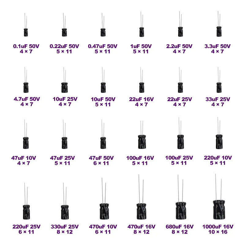 Set 500 Capacitor Condensador Electrolitico 0,1uf A 1000uf