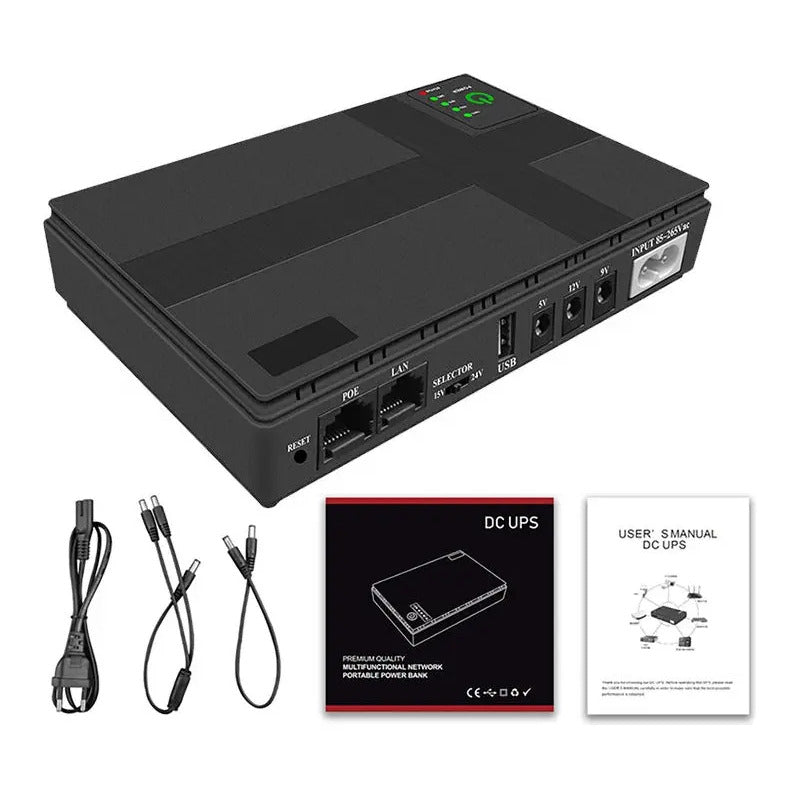 Mini Ups Trc 10400mah 18w Dc Y Poe 5v 9v 12v Para Router Y Módem Negro