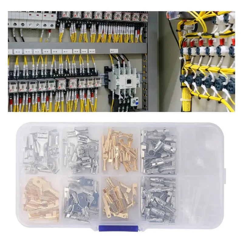 Kit Terminales Conectores Electricos Para Cables 150 Piezas Plateado