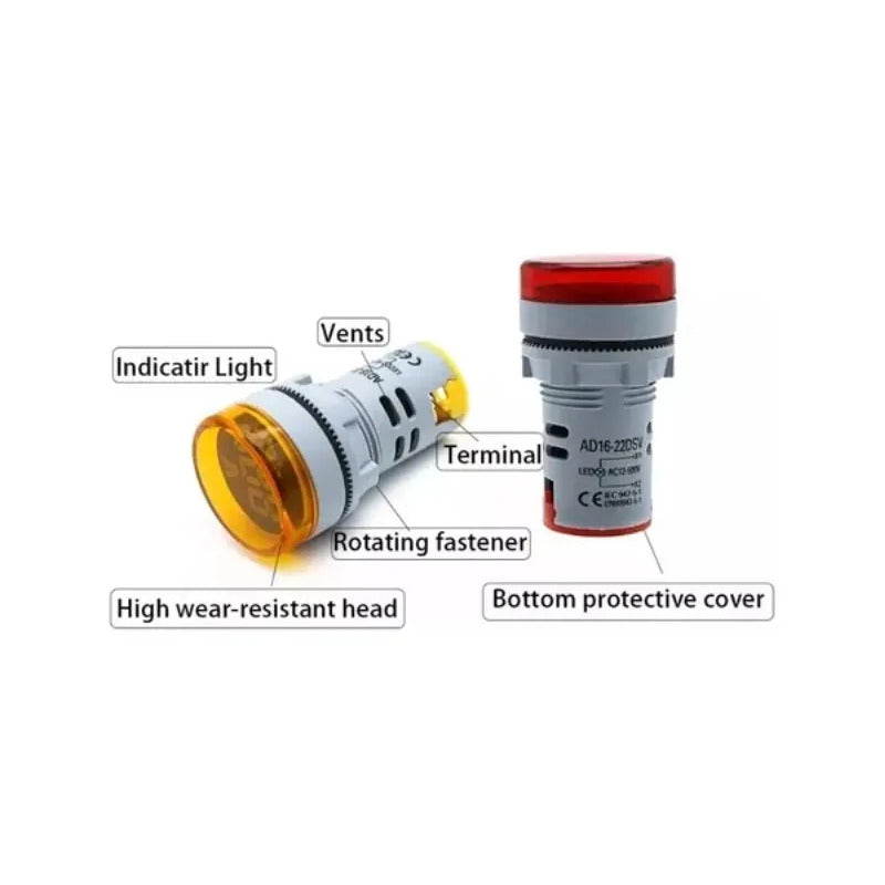 Mini Voltimetro Digital 22mm Piloto Led 12-500v Ac Lampara