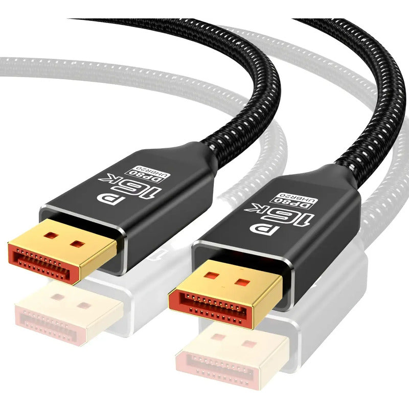 Cable Displayport 2.1 80gbps 16k 60hz 8k 4k 240hz 1mt Uhbr20 Negro