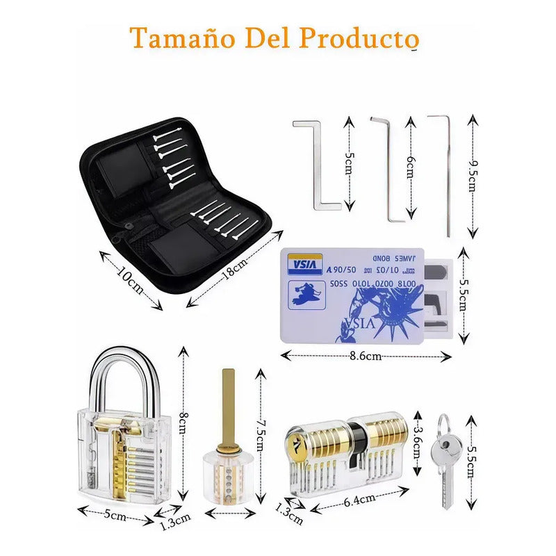 Kit Ganzúas 30 Piezas Candado Transparente Cerrajería