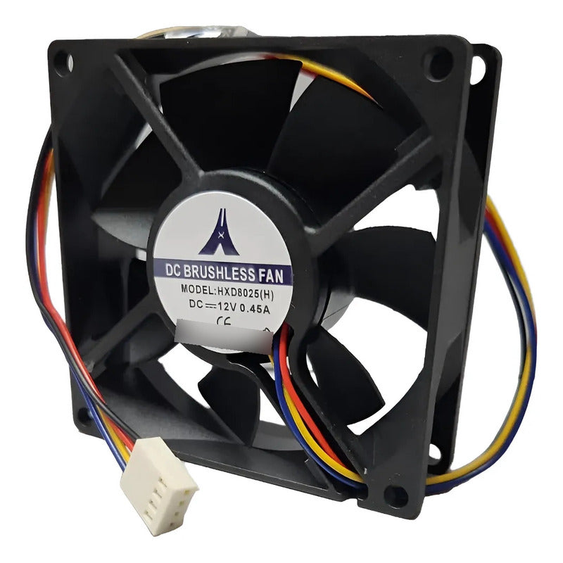 Ventilador Fan Cooler Hxd8025 12v 80x25mm 8025 4 Pines Negro