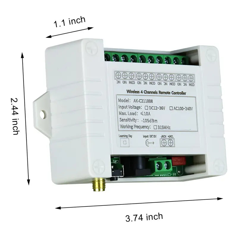 Control Remoto Industrial 4 Vias Puente Grua Motor Elevador