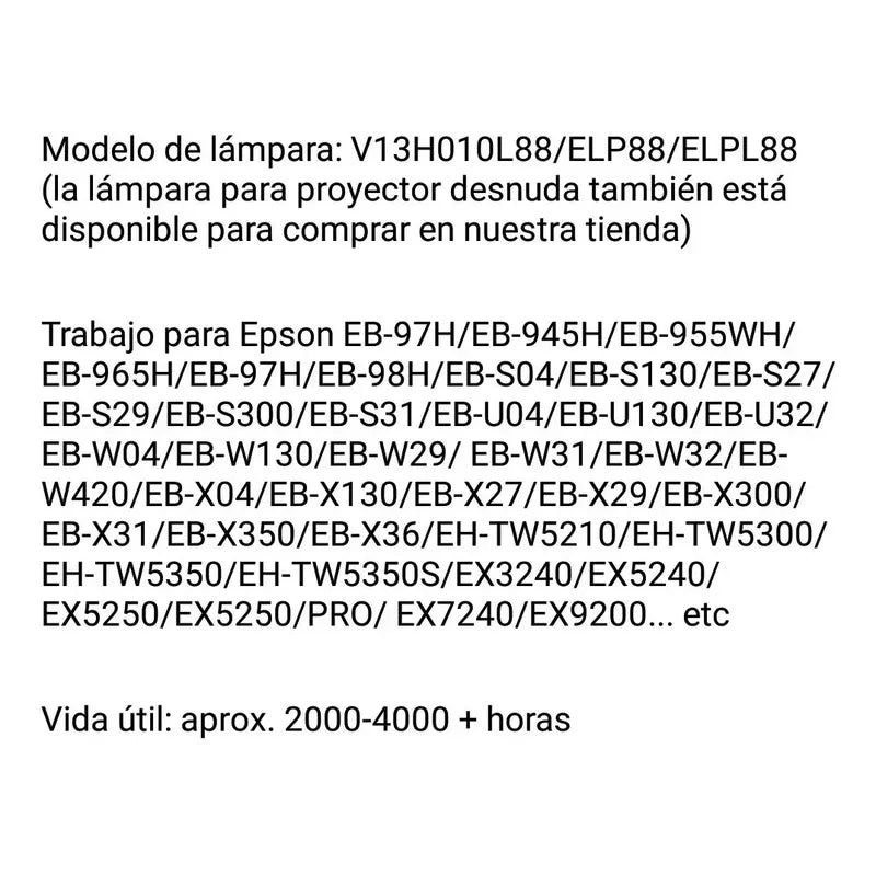 Lámpara Para Proyector Epson Elplp88 V13h010l88 220 Volt
