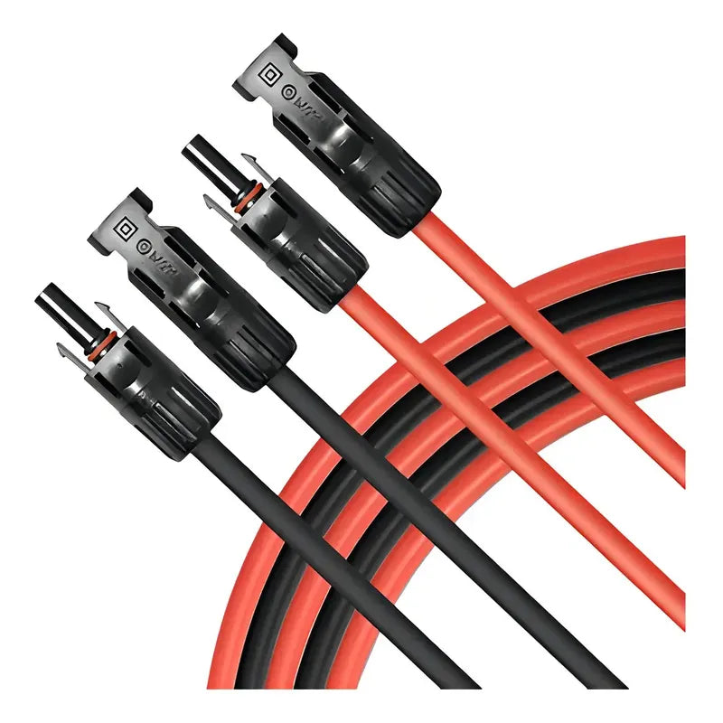 Par Cable Solar Fotovoltaico 6mm 2x20mt Con 4 Conectores Mc4 Rojo Y Negro