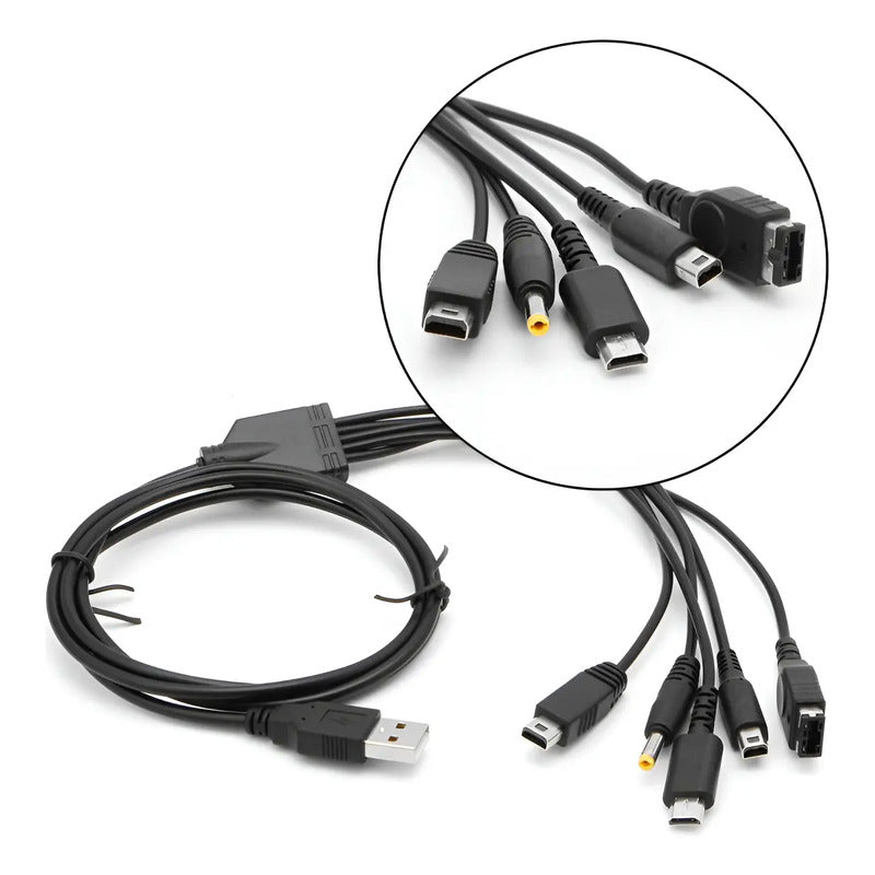 Cable De Carga Usb 5 En 1 Para Consolas Portatiles