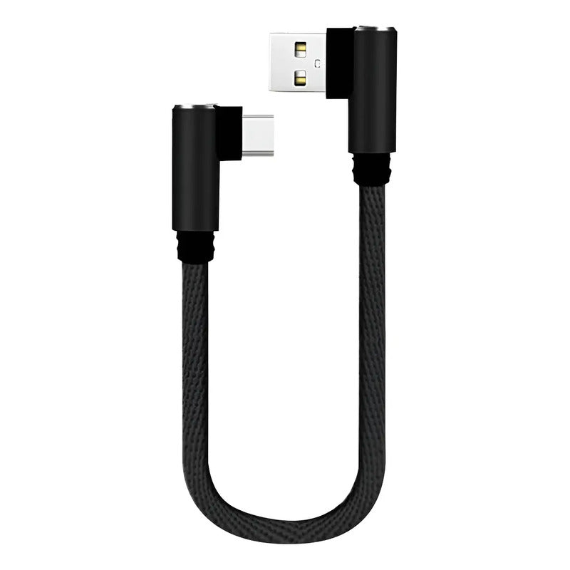 Cable Corto Usb A Tipo-c 90º L 25cm Carga Rapida Y Datos Qc Negro