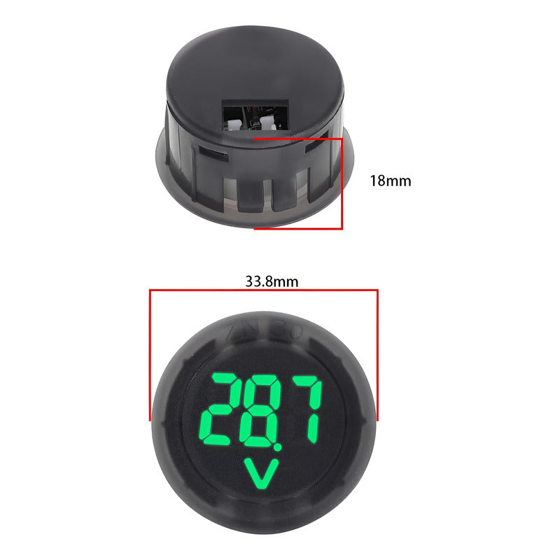 Voltimetro Digital Led Dc 4v 12v 24v 100v Pantalla Circular