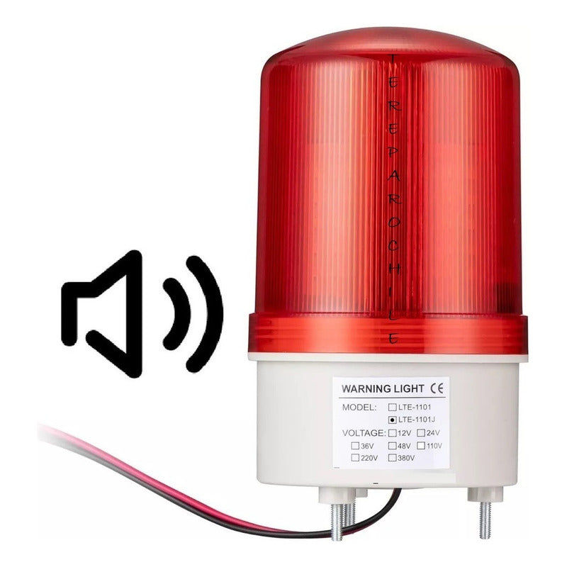 Baliza Giratoria Led Con Sirena 12v 24vdc Rojo Porton Alarma