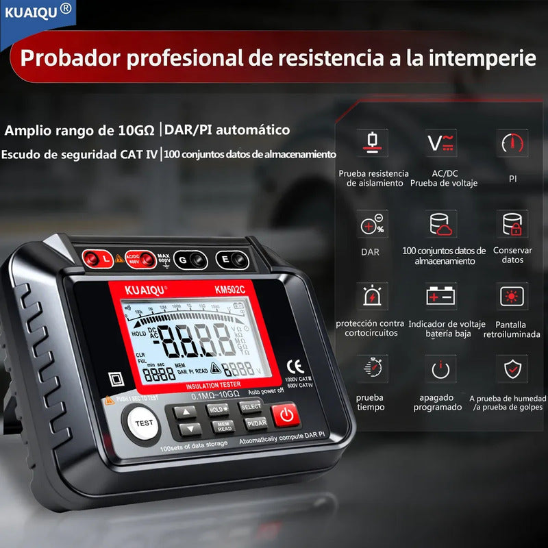 Probador Medidor Resistencia Aislamiento Megohmetro 1000v