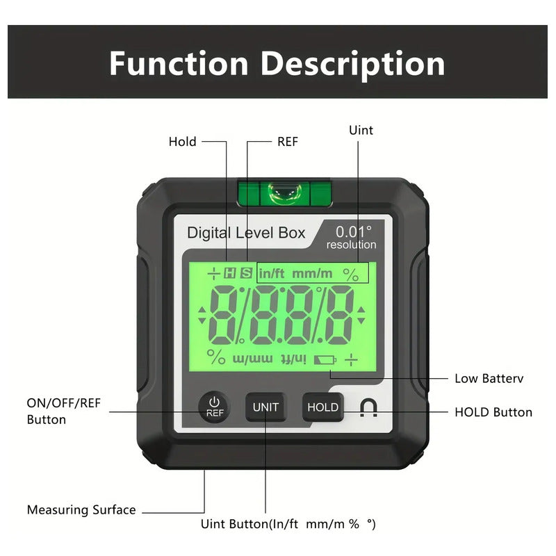 Inclinometro Nivel Digital Medidor Angulo Pantalla Magnetico