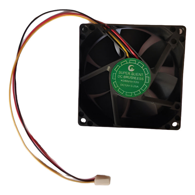 Ventilador Fan Cooler 80x80x25mm 12v 3 Pines Tereparochile Kd8025h12s Negro