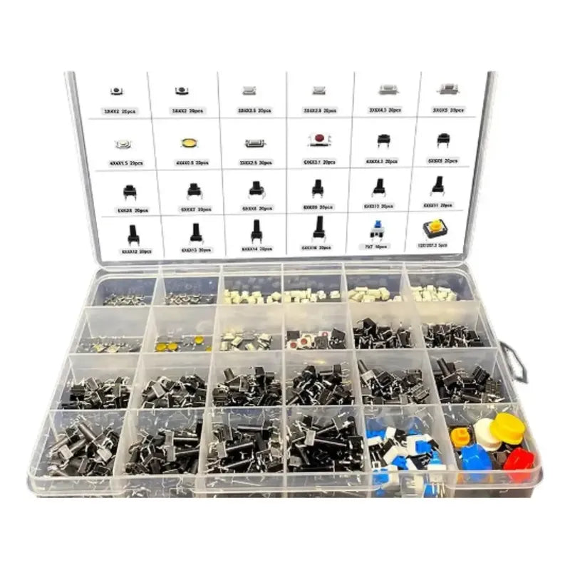 Kit 460 Botones Interruptor Pulsador Microbotones 24 Tipos Negro