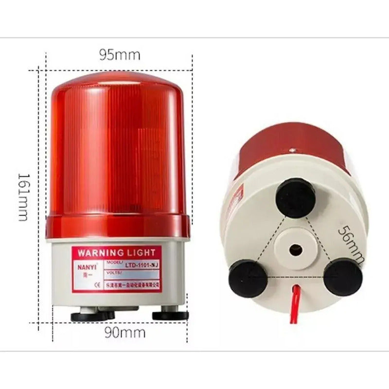 Baliza Giratoria Led Con Sirena 12v 24vdc Rojo Porton Alarma