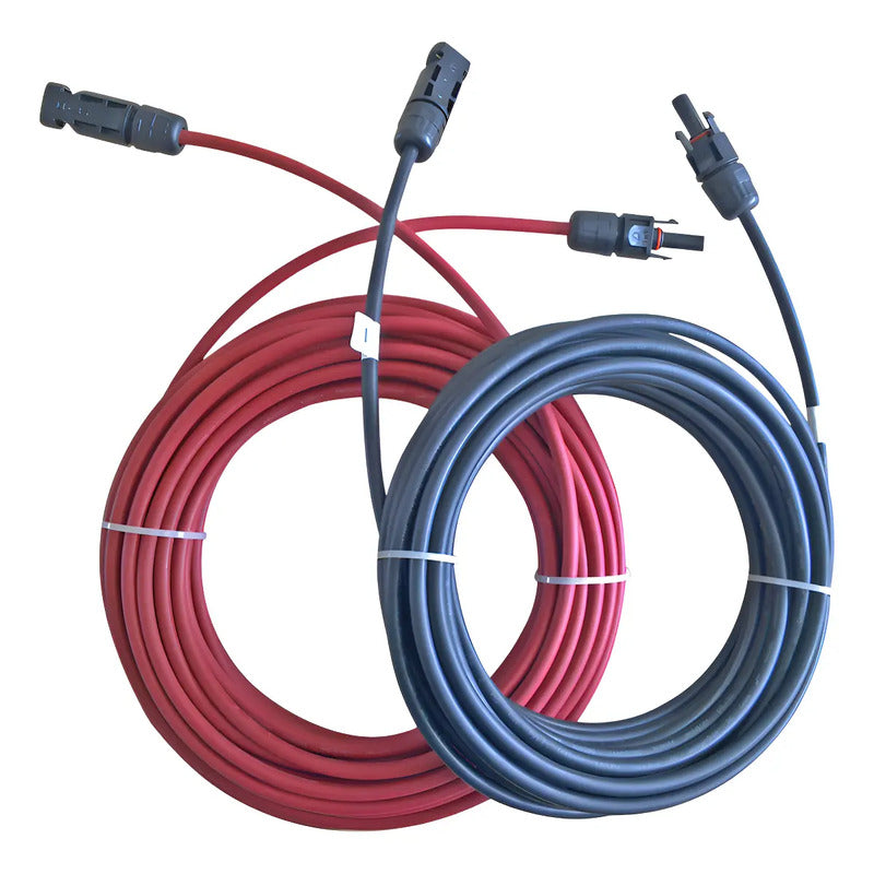 Par Cables Extensión Solar 2 X 5 Mts 6mm + 4 Conectores Mc4 Rojo/negro