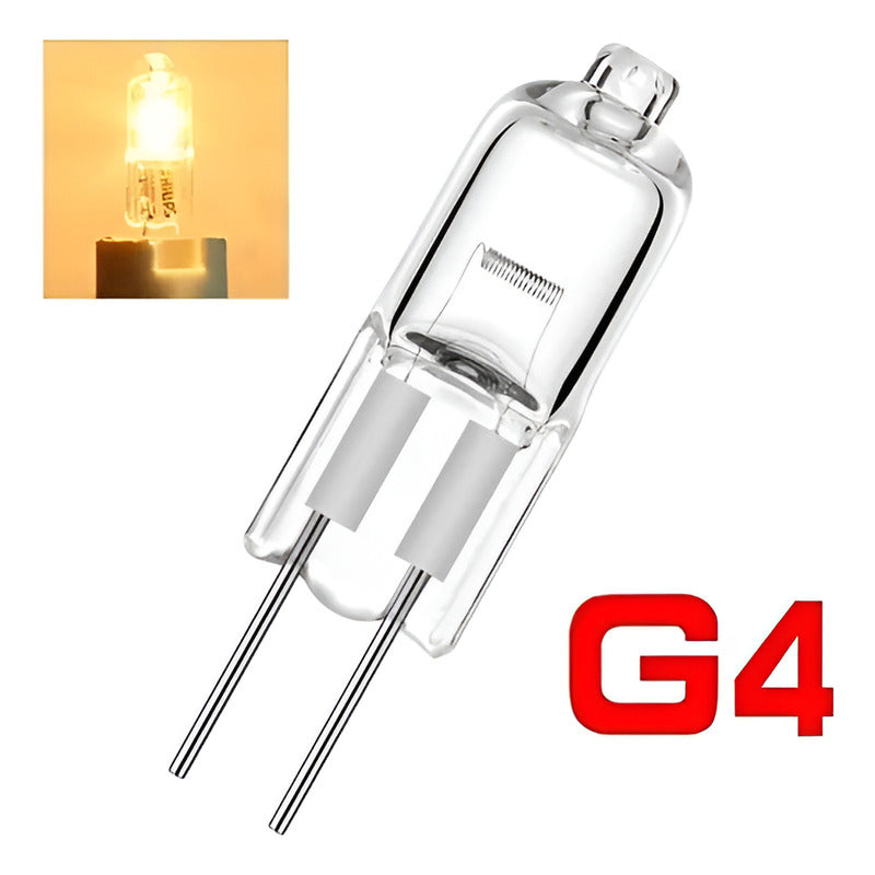 2x Ampolletas Bipin Halogena Tubular 12volt 35w Conector G4 Cálido