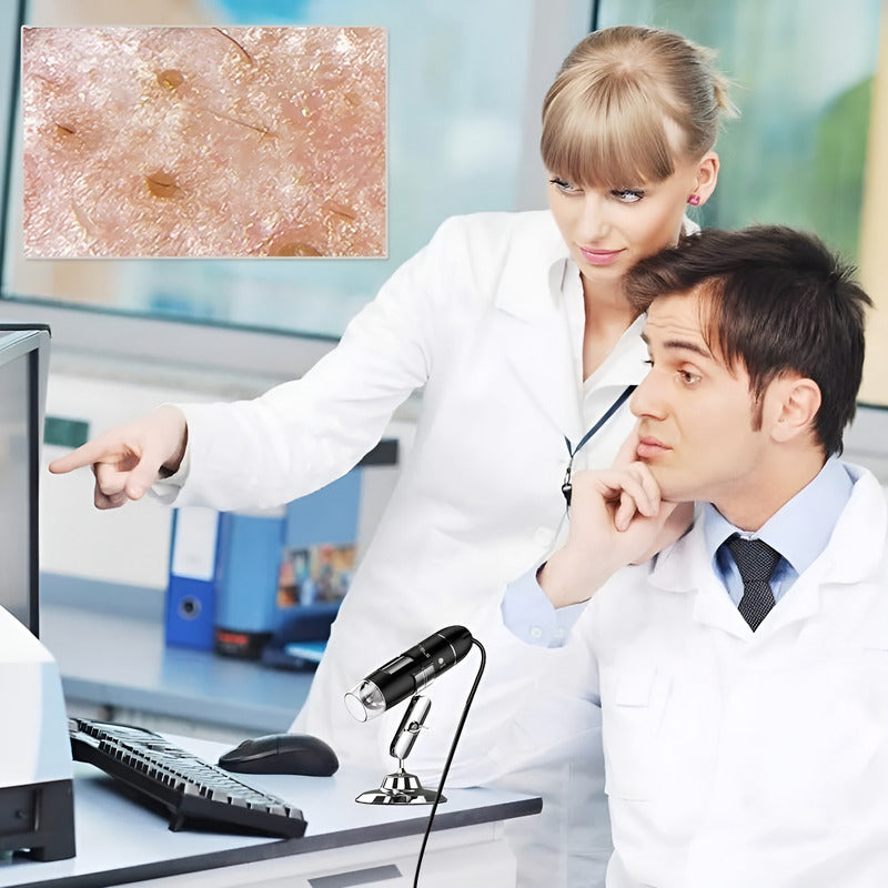 Microscopio Digital Usb 1600x Pc Notebook Celular Tab 8 Leds Negro