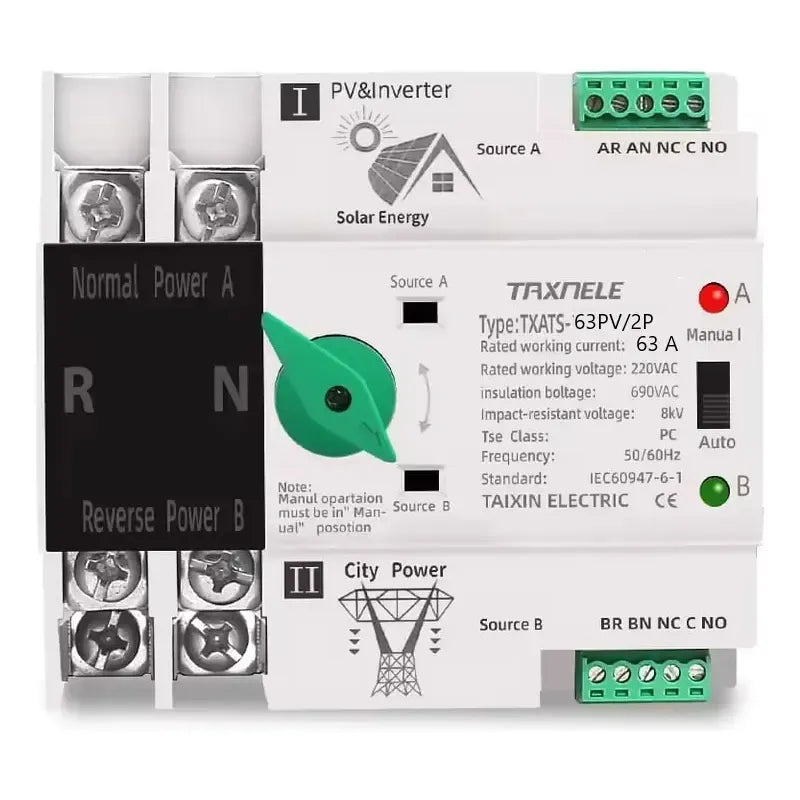 Ats Transferencia Automatica Monofas 63a 220v Riel Din Solar