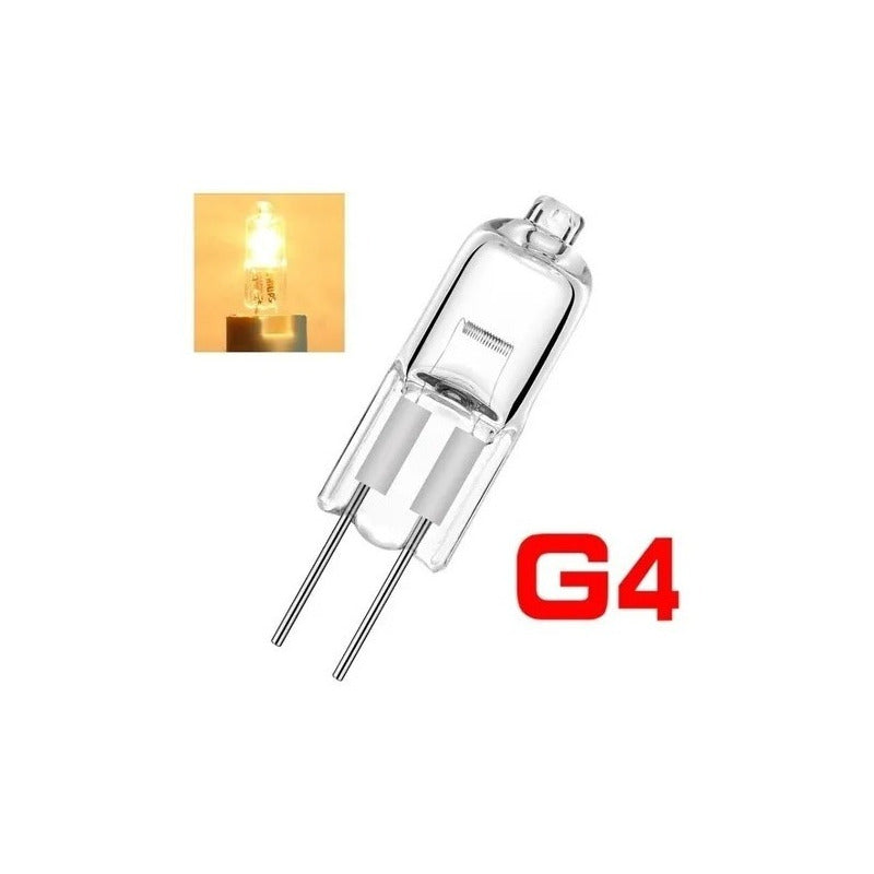 2x Ampolletas Bipin Halogena Tubular 12volt 20w Conector G4 Cálido