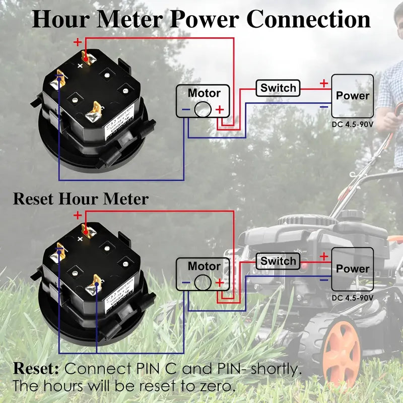Horometro Digital Dc 4.5 90v Tractor Motor Generador 12v 24v