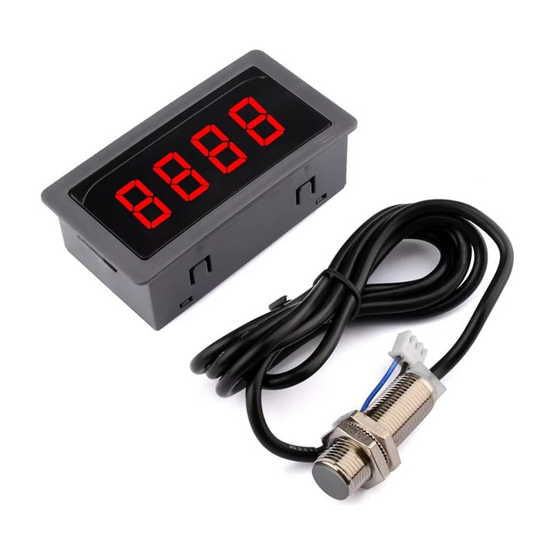 Tacometro Digital Led 9999 Rpm Dc 12v 24v Medidor Velocidad Negro