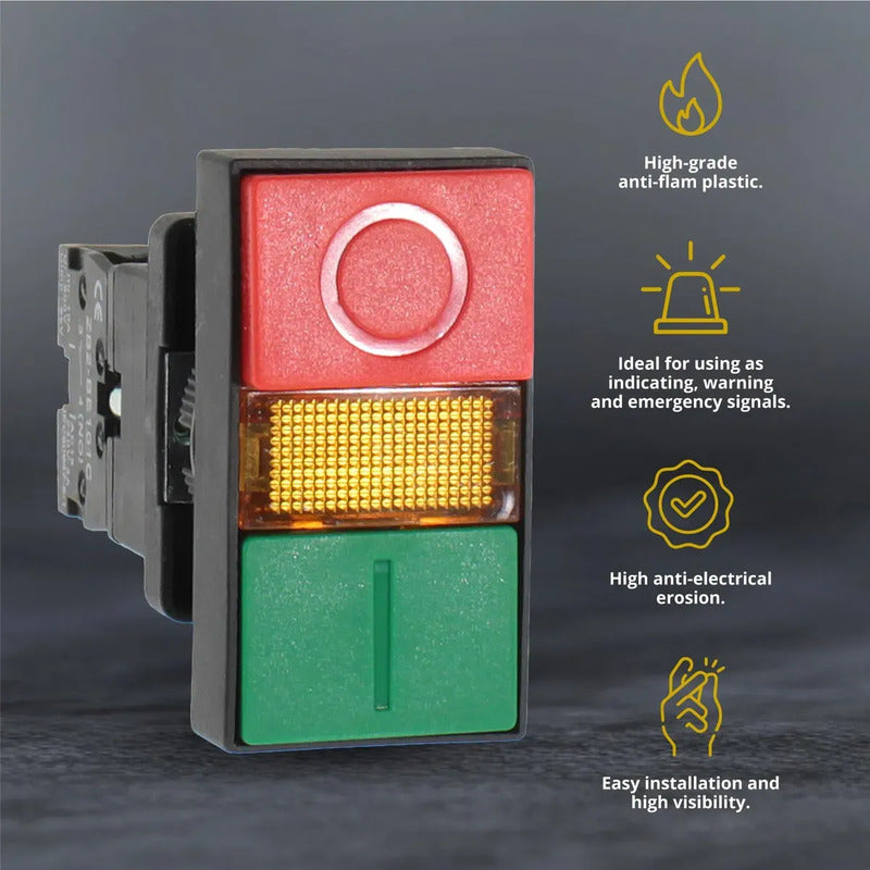 Switch Pulsador Interruptor On Off 22mm 1nc 1no Con Luz 220v Verde Y Rojo