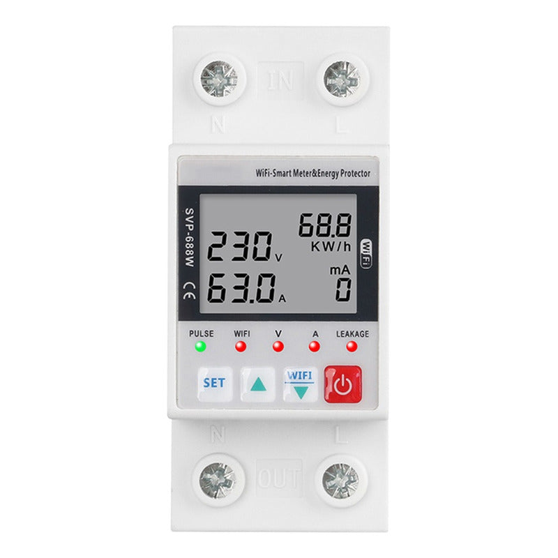 Medidor Consumo Wifi Protección Sobre Bajo Voltaje 63a Tuya