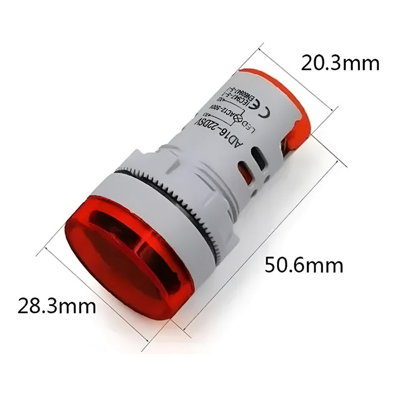 Mini Voltimetro Digital 22mm Piloto Led 12-500v Ac Lampara